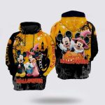 Disney Minnie And Mickey Mouse Vampire And Witch Halloween Black Orange 3D Hoodie