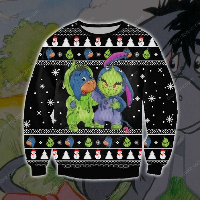 Eeyore And Grinches For Unisex Ugly Christmas Sweater, All Over Print Sweatshirt