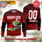 EPL SHEFFIELD UNITED THE GRINCH SANTA HAT WITH LOGO CUSTOM NAME NUMBER UGLY CHRISTMAS SWEATER EPL SHEFFIELD UNITED THE GRINCH SANTA HAT WITH LOGO CUSTOM NAME NUMBER UGLY CHRISTMAS SWEATER
