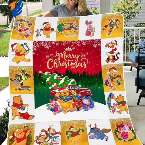 F89 DN Christmas Blanket Winnie The Pooh And Friends Christmas Blanket Winnie The Pooh Blanket