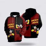 Film Character Mickey Mouse Disney Yellow Red All Over Print Hoodie
