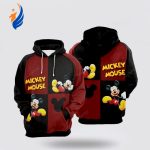 Film Character Mickey Mouse Disney Yellow Red All Over Print Hoodie