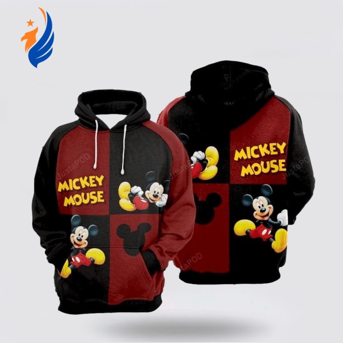 Film Character Mickey Mouse Disney Yellow Red All Over Print Hoodie