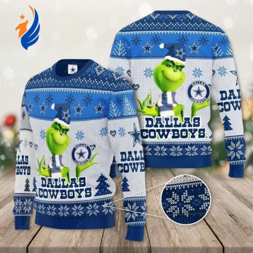 Funny Christmas Dallas Cowboys Grinches, 3D Dallas Cowboys Ugly Sweater