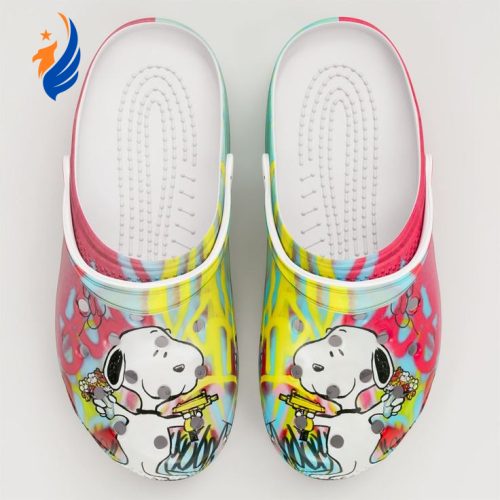 Funny Snoopy And Colorful Flower Classic Clogs Funny Snoopy And Colorful Flower Classic Clogs