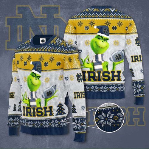 Grinches Hug Notre Dame Fighting Irish Football 3d Ugly Christmas Sweater