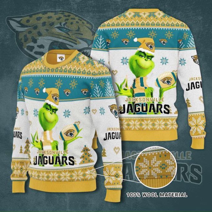 Grinches Jacksonville Jaguars 3D Ugly Christmas Sweater