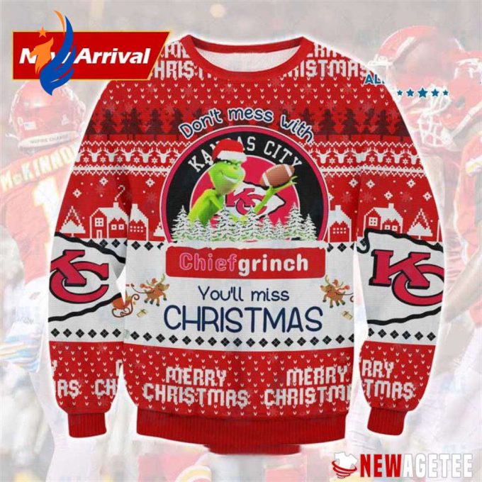 Grinches Kansas City Chief Ugly Christmas Sweater