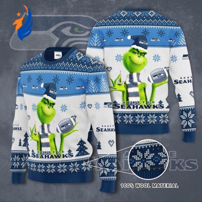 Grinches Seattle Seahawks 3D Ugly Christmas Sweater Grinches Seattle Seahawks 3D Ugly Christmas Sweater