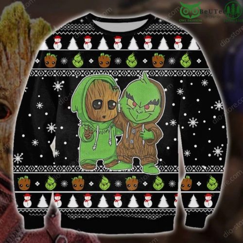 Groot And Grinches Funny Christmas Ugly Sweater Groot And Grinches Funny Christmas Ugly Sweater