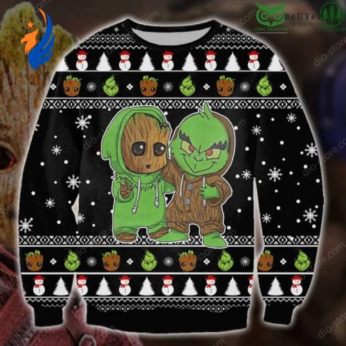 Groot And Grinches Funny Christmas Ugly Sweater Groot And Grinches Funny Christmas Ugly Sweater
