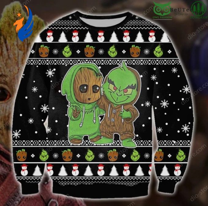Groot And Grinches Funny Christmas Ugly Sweater Groot And Grinches Funny Christmas Ugly Sweater