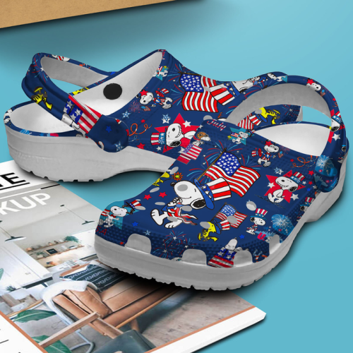Happy The 4th Of July Snoopy Navy Clogs Happy The 4th Of July Snoopy Navy Clogs
