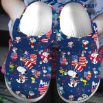 Happy The 4th Of July Snoopy Navy Clogs
