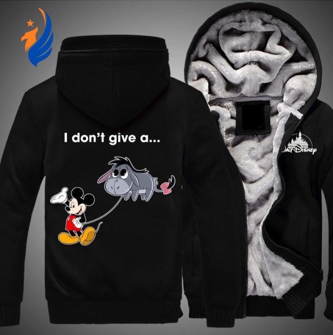 I Dont Give A Rats Ass, Mickey And Eeyore Walt Disney Over Print 3d Hoodie Fleece Zip Hoodie 42