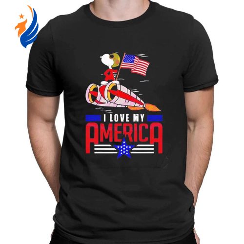 Snoopy and Friends Hawaiian Shirt & Beach Shorts: Brown Fun & Stylish for Beach Lovers I Love My America: Independence Day Snoopy T-Shirt - Celebrate with Style!