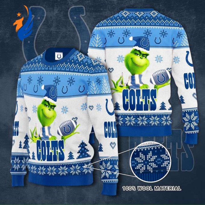 Indianapolis Colts Grinches Knit Ugly Christmas sweater Indianapolis Colts Grinches Knit Ugly Christmas sweater