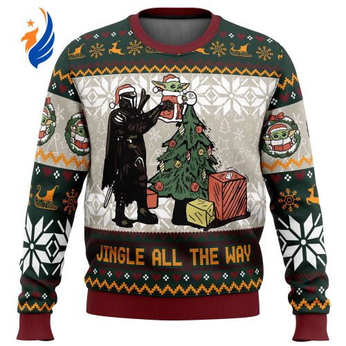 Jingle All The Way Mandalorian Star Wars Ugly Christmas Sweater Jingle All The Way Mandalorian Star Wars Ugly Christmas Sweater