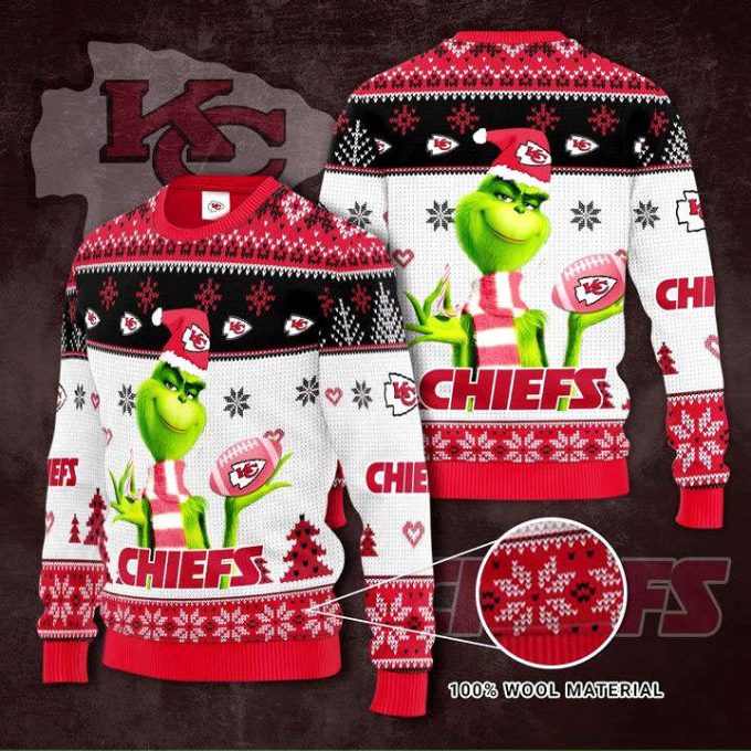 Kansas City Chiefs Grinches Knit Ugly Christmas sweater