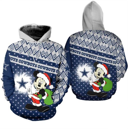 Limited Dallas Cowboys Christmas Mickey Mouse 3D Hoodie Limited Dallas Cowboys Christmas Mickey Mouse 3D Hoodie