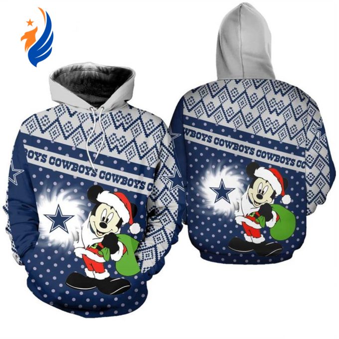 Limited Dallas Cowboys Christmas Mickey Mouse 3D Hoodie Limited Dallas Cowboys Christmas Mickey Mouse 3D Hoodie