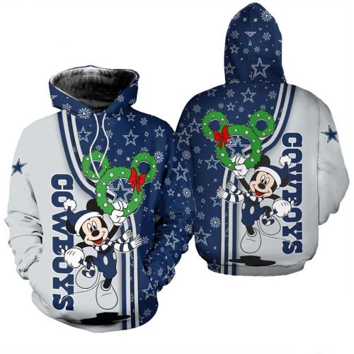 Limited Disney Football, Dallas Cowboys Christmas Mickey Mouse 3D Hoodie Limited Disney Football, Dallas Cowboys Christmas Mickey Mouse 3D Hoodie