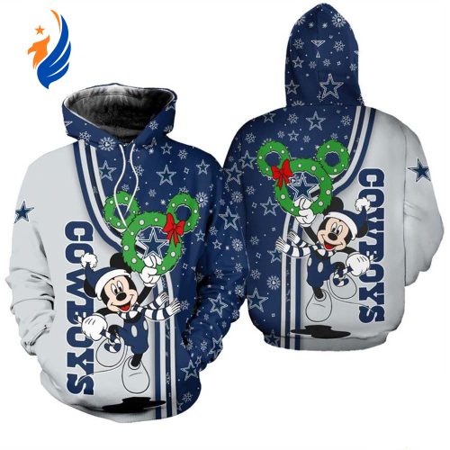 Limited Disney Football, Dallas Cowboys Christmas Mickey Mouse 3D Hoodie Limited Disney Football, Dallas Cowboys Christmas Mickey Mouse 3D Hoodie