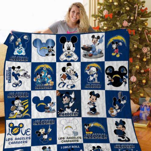 Los Angeles Chargers Disney Mickey Mouse Fleece Quilt Blanket Gift – Blanket Home Decor Gift