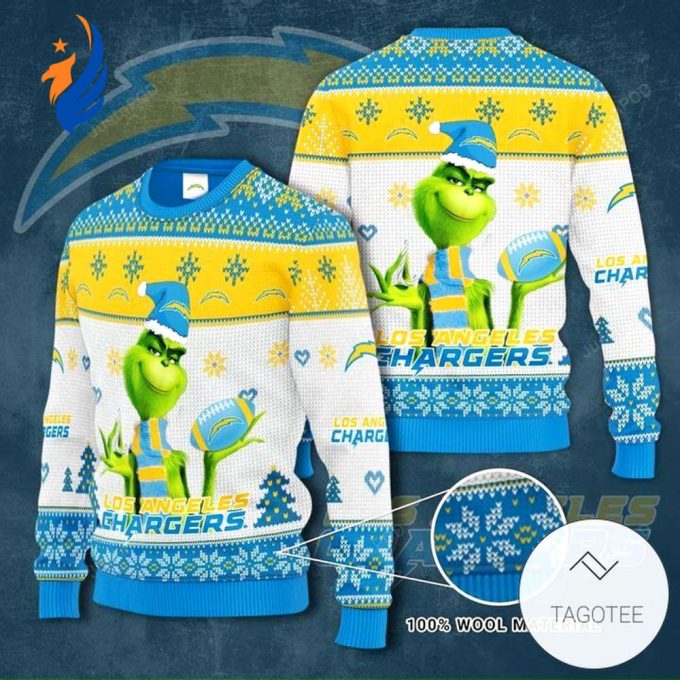 Los Angeles Chargers Grinches Knit Ugly Christmas sweater Los Angeles Chargers Grinches Knit Ugly Christmas sweater