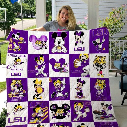 Mickey Mouse Minnie Mouse Flannel Fleece Blanket Throw Cosplay Blanket – Blanket Home Decor Gift Lsu + Mickey Quilt Blanket, Christmas Gift, Perfect Holiday Gift, Cozy Gift for All Occasions - Blanket Home Decor Gift