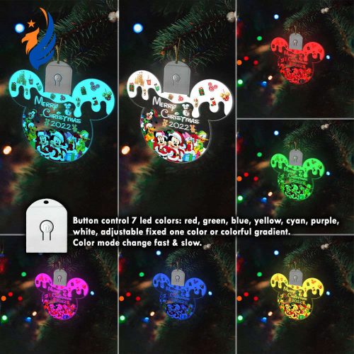 Merry Christmas Disney Mickey And Minnie Santa Claus Led Acrylic Ornament Merry Christmas Disney Mickey And Minnie Santa Claus Led Acrylic Ornament
