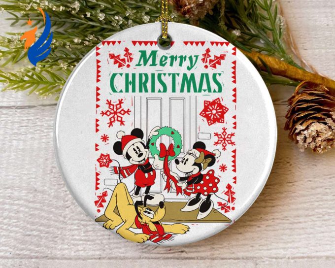 Merry Christmas Mickey Minnie Pluto Ornament Disney