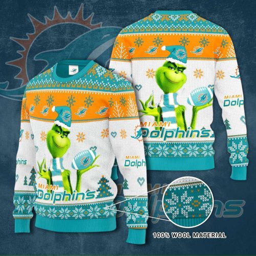 Miami Dolphins Grinches Knit Ugly Christmas sweater