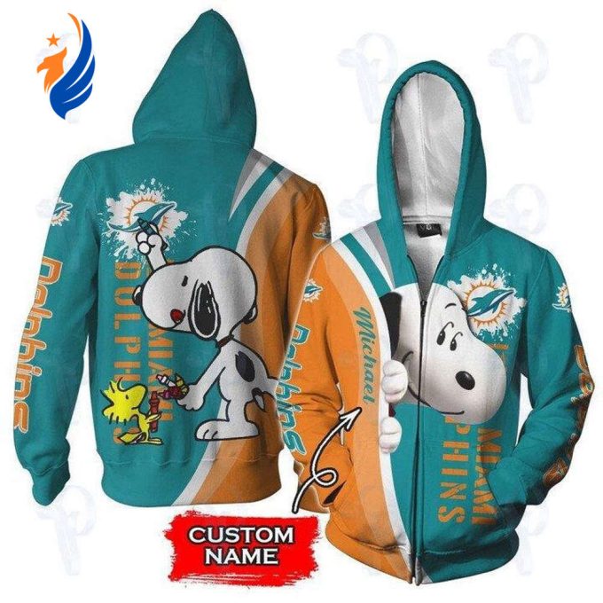 Miami Dolphins NFL Snoopy Personalized 3D All Over Print Hoodie, Zip Hoodie, Sweatshirt