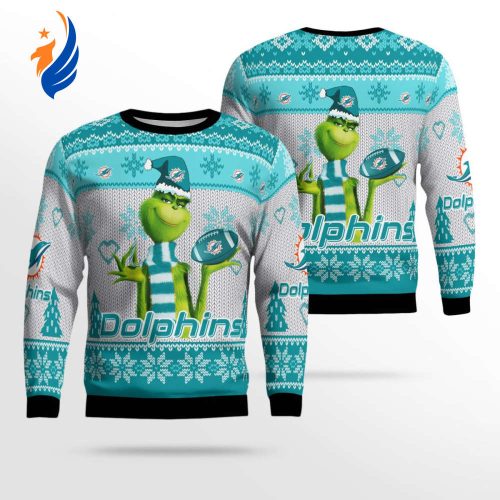 Miami Dolphins The Grinches Christmas AOP Ugly Sweater Miami Dolphins The Grinches Christmas AOP Ugly Sweater