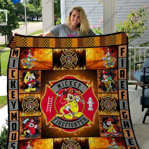 Mickey Firefighter Quilt Blanket 02, Gift for Christmas, Thanksgiving, Perfect Holiday Gift, Cozy Gift for All Occasions – Blanket Home Decor Gift