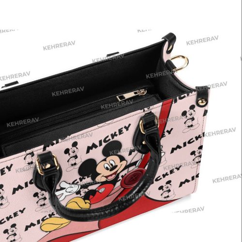 Mickey Funny Leather Handbag, Custom Leather Bag, Woman Handbag, Handmade Bag, Vintage Bag, Mickey Women Bags Purses, Mickey Lover’s Handbag