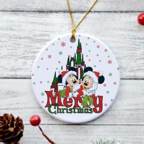Mickey Minnie Christmas Ornament, Disney Castle Ornament