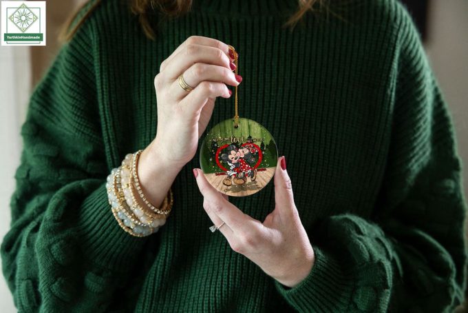 Mickey Minnie Kiss Christmas Ornament Personalized, Christmas Disney Couple Ornament