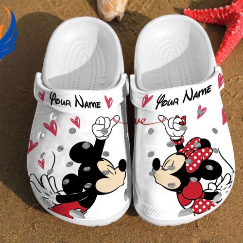 Mickey Minnie Kiss Disney Pattern Couple Mouse Unique Clogs-Slippers-Slippers CH