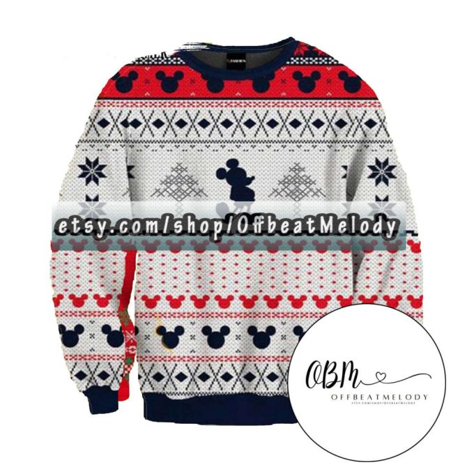 Mickey Mouse Christmas Ugly Sweater, Mickey Fan Ugly Sweater All Over Print, Mickey 3D Sweater, Disney Fan Ugly Sweater Hoodie Sweatshirt