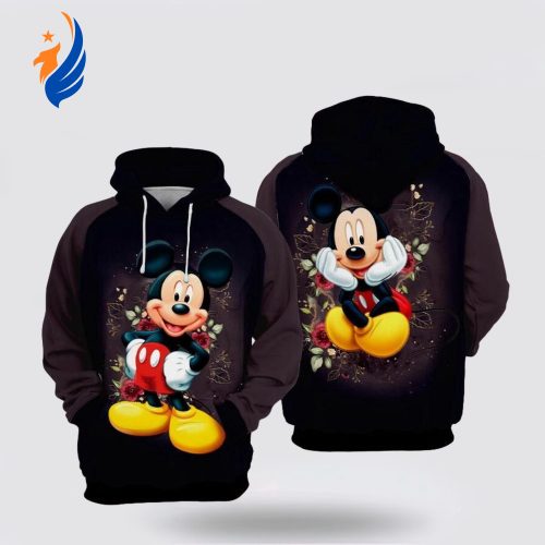 Mickey Mouse Flowers Over Print 3D Hoodie Mickey Mouse Flowers Over Print 3D Hoodie