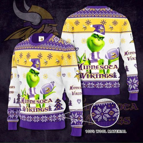 Minnesota Vikings Grinches Knit Ugly Christmas sweater