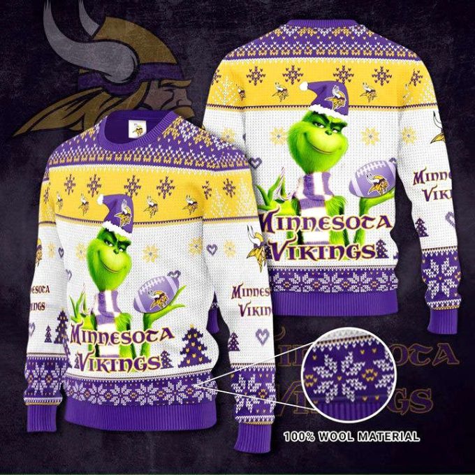 Minnesota Vikings Grinches Knit Ugly Christmas sweater