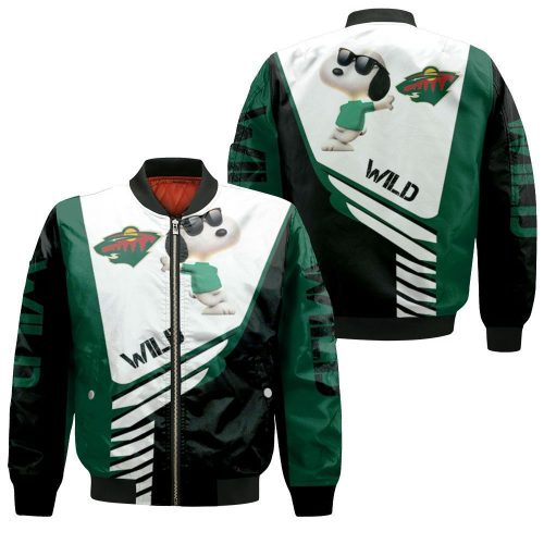 Minnesota Wild Snoopy For Fans Bomber Jacket  – Gift for Men Women Minnesota Wild Snoopy For Fans Bomber Jacket  – Gift for Men Women