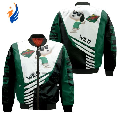 Minnesota Wild Snoopy For Fans Bomber Jacket  – Gift for Men Women Minnesota Wild Snoopy For Fans Bomber Jacket  – Gift for Men Women