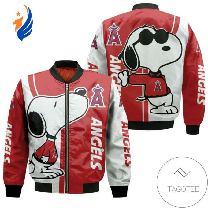 MLB Los Angeles Angels Snoopy Lover Bomber Jacket MLB Los Angeles Angels Snoopy Lover Bomber Jacket