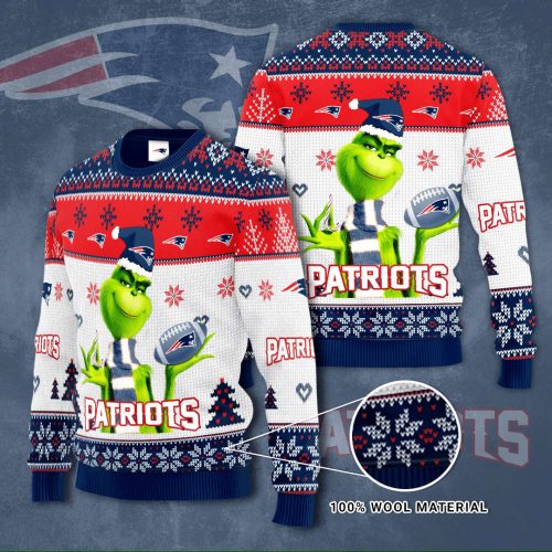New England Patriots NFL Grinches Knit Ugly Christmas sweater