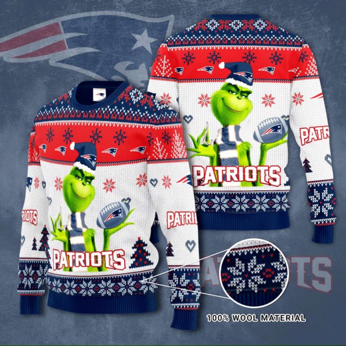 New England Patriots NFL Grinches Knit Ugly Christmas sweater
