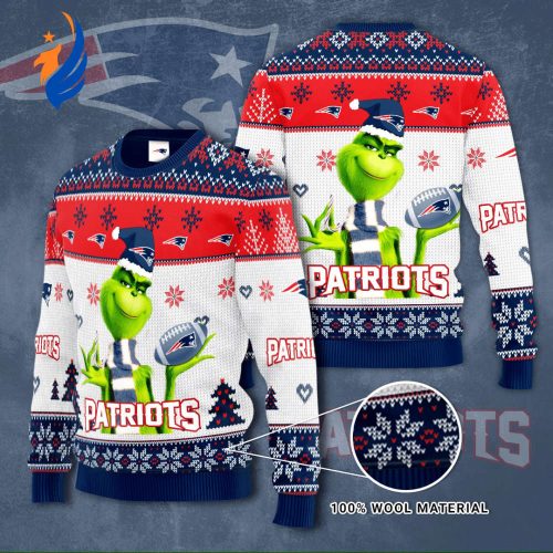 New England Patriots NFL Grinches Knit Ugly Christmas sweater